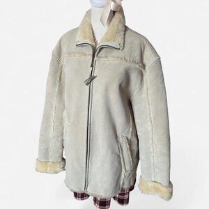 Vintage Cream Leather Shearling Jacket